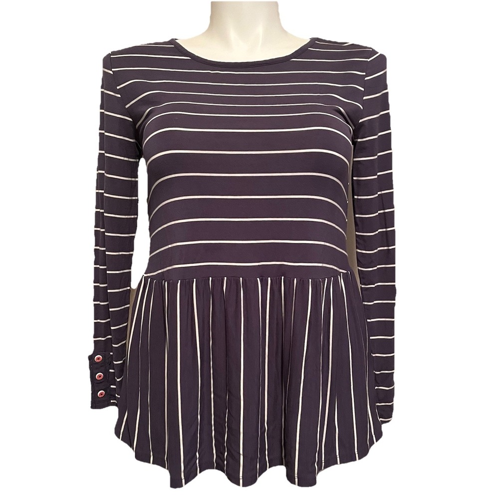 Matilda Jane Wonderment Amazing Day Peplum‎ Top Women's M Nautical Coastal Soft